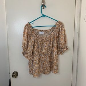 Old Navy Boho Peasant Top with Puff Sleeves, L